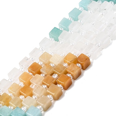Natural Dyed White Jade & Quartz Crystal & Howlite & Yellow Aventurine & Rhodonite Beads Strands G-H333-03D-1