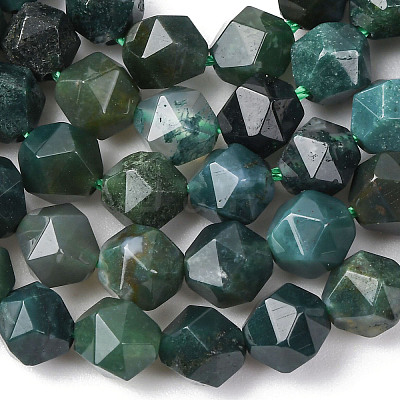 Natural Moss Agate Beads Strands G-F523-37-6mm-1