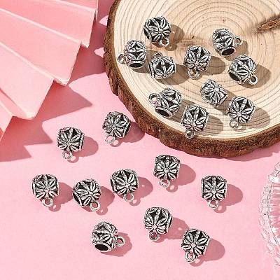 Tibetan Style Alloy Tube Bails PALLOY-S079-063AS-1