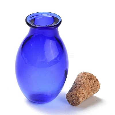 Oval Glass Cork Bottles Ornament AJEW-O032-03B-1