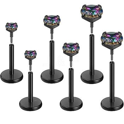 316L Surgical Stainless Steel Pave Colorful Cubic Zirconia Flat Round Internally Threaded Labrets FS-WG7B90D-09-1