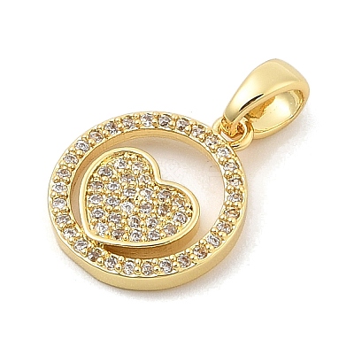 Rack Plating Leaf Brass Clear Cubic Zirconia Pendants KK-S407-12G-1