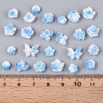Luminous Flower Resin Cabochons CRES-T025-10F-1