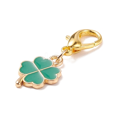 Alloy Enamel Clover Pendant Decorations HJEW-JM00661-04-1