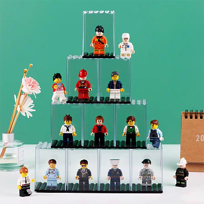 Transparent Plastic Minifigures Display Case ODIS-WH0043-25-1