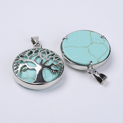 Dyed Synthetic Turquoise Pendants G-P350-D12-1