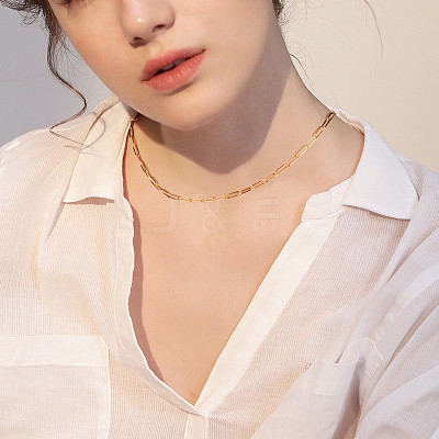Brass Paperclip Chain Necklaces JN975A-1