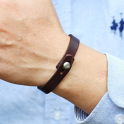 1Pc Punk Retro Ethnic Style Handmade Leather Bracelet Couple Literary Hand Strap Men BJEW-CL0001-02A-1