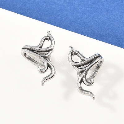 Plant 316 Stainless Steel Non- Piercing Cartilage Earrings AJEW-C044-10AS-1