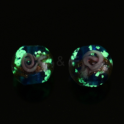 Luminous Handmade Gold Sand Lampwork Beads LAMP-T021-03O-1
