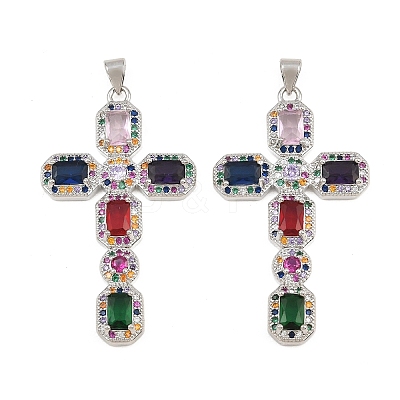 Brass Micro Pave Cubic Zirconia Pendants CU-CBADC6C-13P-08-1