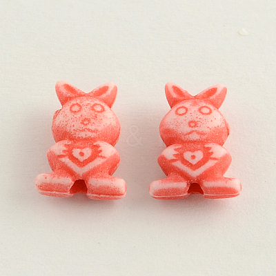 Craft Style Colorful Bunny Acrylic Beads MACR-Q157-M09-1