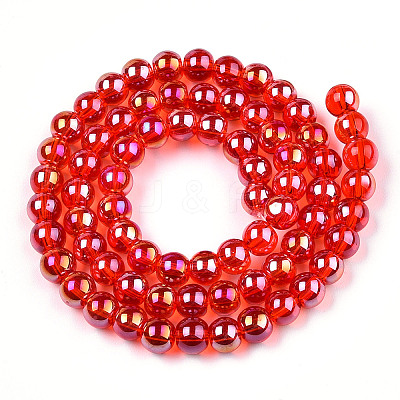 Electroplate Transparent Glass Beads Strands GLAA-T032-T6mm-AB09-1
