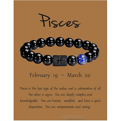 12 Constellation Natural Round Lapis Lazuli Beads Stretch Bracelets WGD22B0-20-1