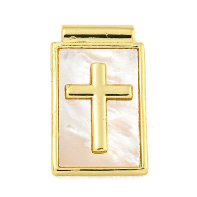 Rack Plating Brass Pave Shell Pendants KK-Z053-26G-01-1
