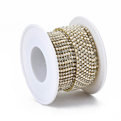 Brass Rhinestone Strass Chains CHC-T011-SS6.5-01G-1