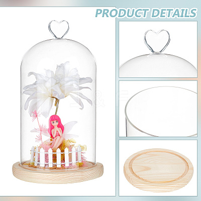 Heart Glass Dome Cover AJEW-WH0471-48D-1