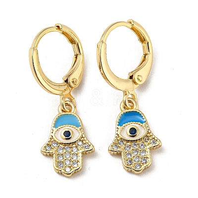 Golden Brass Dangle Leverback Earrings EJEW-A033-20G-1