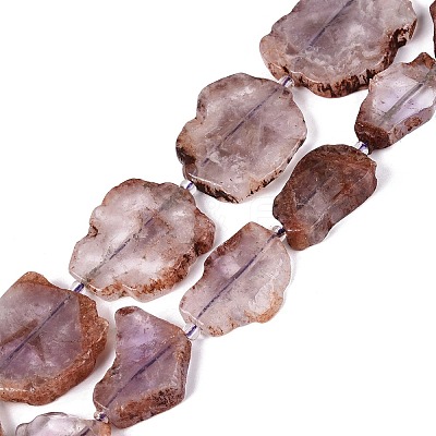 Natural Purple Phantom Quartz/Purple Lodolite Quartz Slice Beads Strands G-N362-11A-01-1