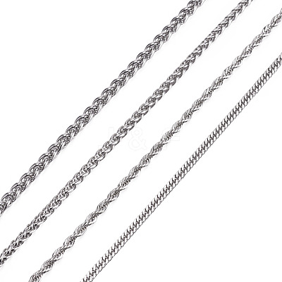 4Pcs 4 Styles 304 Stainless Steel Choker Necklaces for Women NJEW-TA0001-21-1