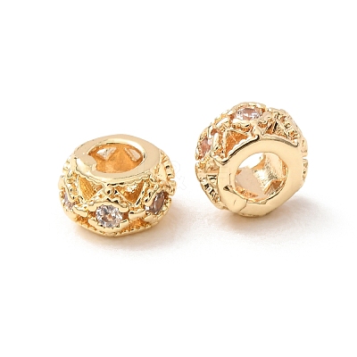 Brass Micro Pave Clear Cubic Zirconia Spacer Beads KK-F942-10G-1