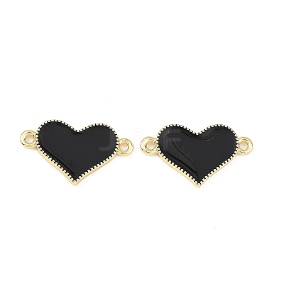 Brass Enamel Heart Links Connector Charms KK-B198-01G-B-1