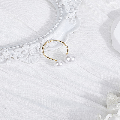 1Pc Resin Imitation Pearl Finger Rings RJEW-LP0002-18G-1