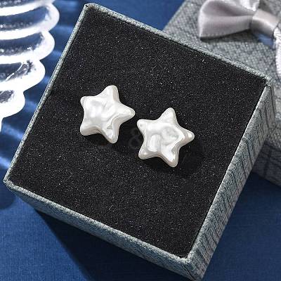 304 Stainless Steel Plastic Imitation Pearl Stud Earrings EJEW-R030-01G-03-1