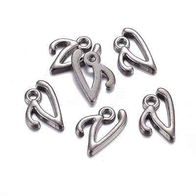 Gunmetal Plated Alloy Letter Pendants PALLOY-J718-01B-V-1