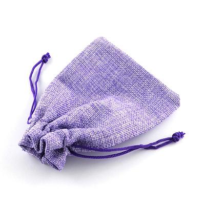 Polyester Imitation Burlap Packing Pouches Drawstring Bags ABAG-R005-14x10-03-1