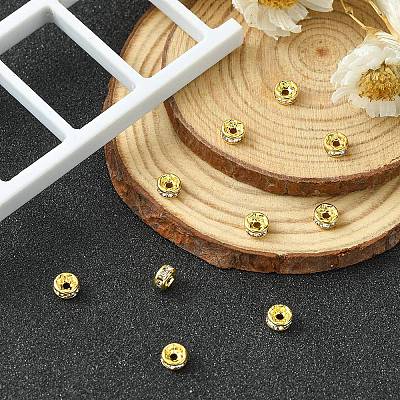 Brass Rhinestone Spacer Beads RB-YW0001-04A-01G-1