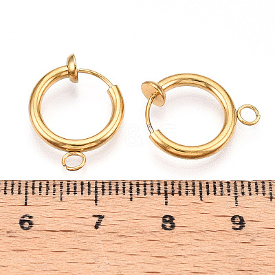 PVD Vacuum Plating 316 Surgical Stainless Steel Clip-on Hoop Earrings STAS-S101-13mm-01G-1