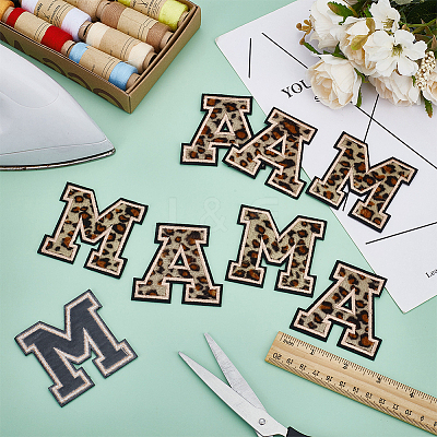 8Pcs 2 Styles Letter Polyester Iron on/Sew On Patches PATC-FG0002-70-1