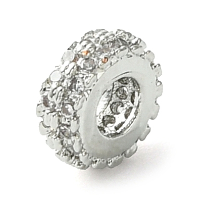 Rack Plating Brass Clear Cubic Zirconia European Beads KK-G501-06B-P-1