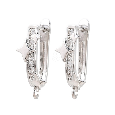 Brass Micro Pave Cubic Zirconia Hoop Earring Findings CU-CBAB5B4-04P-1