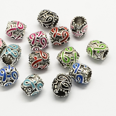 Alloy Awareness Ribbon Enamel European Beads MPDL-R036-18-1