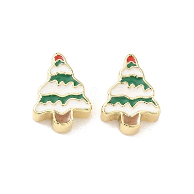 Christmas Brass Enamel Beads KK-I474-G22-1