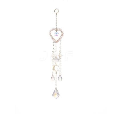 Glass Teardrop & Star Window Hanging Suncatchers HJEW-JM00905-01-1