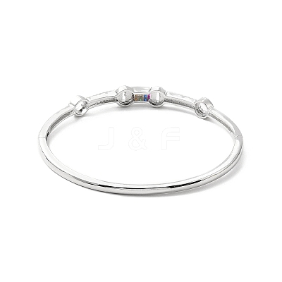 Rectangle & Donut Colorful Cubic Zirconia Hinged Bangle BJEW-G659-02P-1