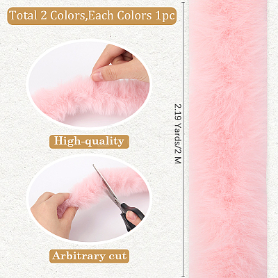 2Pcs 2 Colors Faux Fur Chenille Stick Fabric Roll for Christmas Tree Decor or Wreath Bows Craft FIND-CY0001-49-1