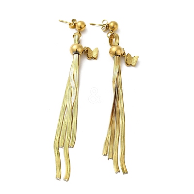 Stainless Steel Butterfly Dangle Stud Earrings EJEW-Z025-04G-1