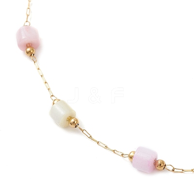 Dyed Disc Natural Shell & 304 Stainless Steel Link Chain Anklets AJEW-AN00728-1