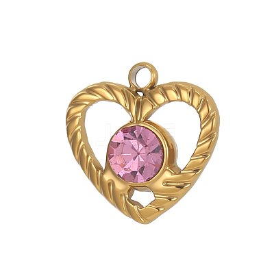 304 Stainless Steel Pave Cubic Zirconia Charms CU-OY002-13G-1