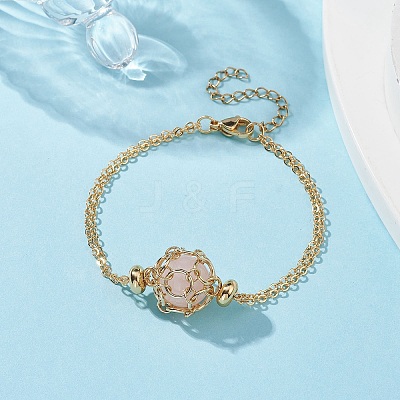 Brass Macrame Pouch Braided Gemstone Holder Bracelet Making BJEW-JB09645-01-1