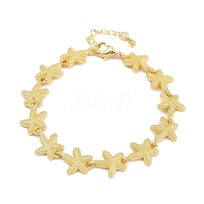 Brass Link Chain Bracelets for Women BJEW-L707-04G-04-1