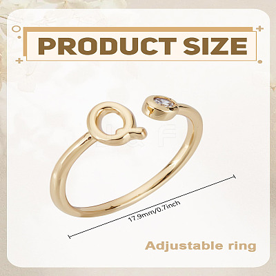1Pc Brass Micro Pave Clear Cubic Zirconia Open Cuff Rings for Women RJEW-LP0002-37Q-1