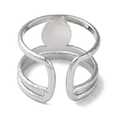 Non-Tarnish 304 Stainless Steel Open Cuff Ring Components X-STAS-Q308-06P-1