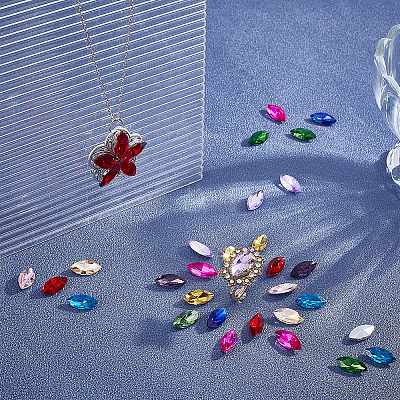 192Pcs 12 Colors Glass Rhinestone Cabochons GLAA-PH0004-37-1