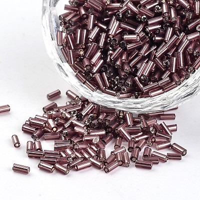 Silver Lined Round Hole Glass Bugle Beads SEED-I001-56-1