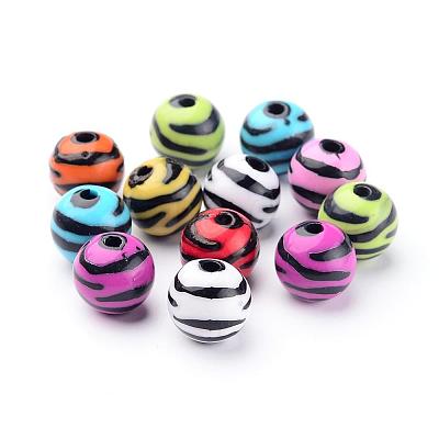 Mixed Zebra Striped Acrylic Beads X-SACR-C020-51-1